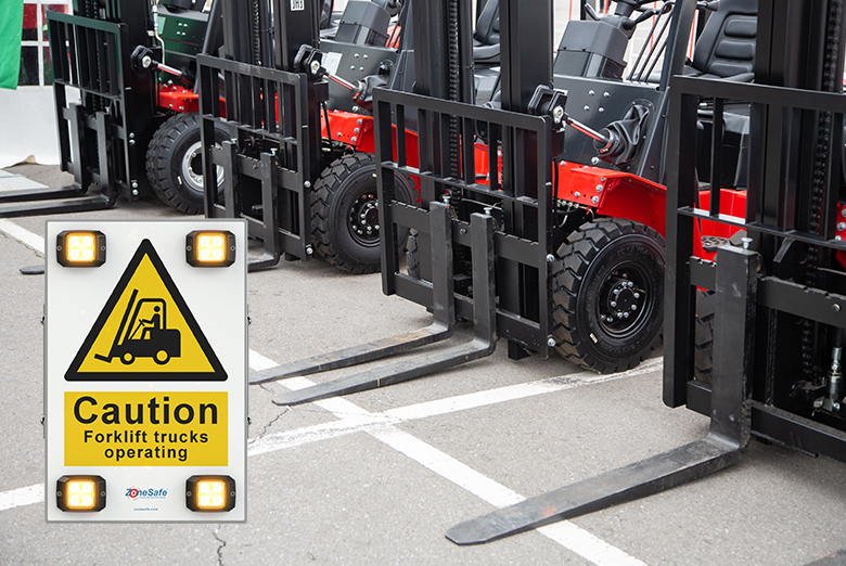 active-signage-with-multiple-forklifts-parked-in-a-row